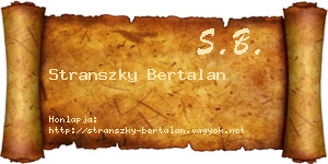 Stranszky Bertalan névjegykártya
